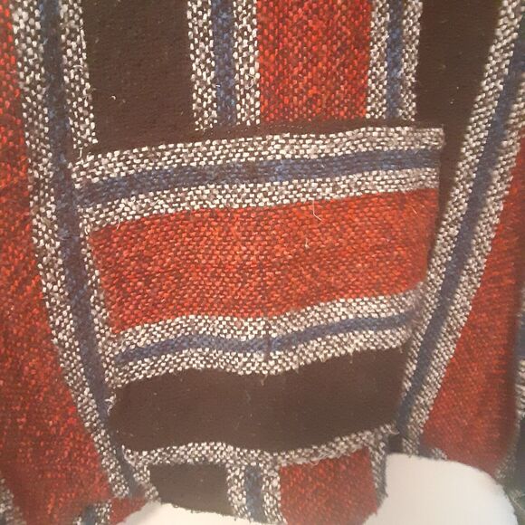Artesanias Cuamatzi Size XL Baja Mexican Blanket Pullover Poncho Hoodie Striped - Picture 2 of 10